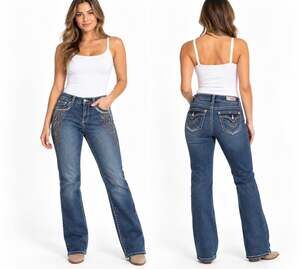 Style & Co Premium Jeans Women's 6 Embellished Rhinestone Bootcut Y2K Western